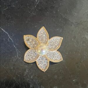 Elegant Gold and Silver Floral Brooch